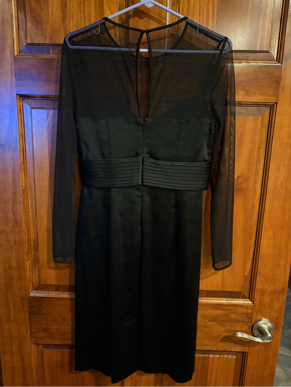 Calvin Klein Black Cocktail Dress - Sheer Mesh Long Sleeve - Size 6